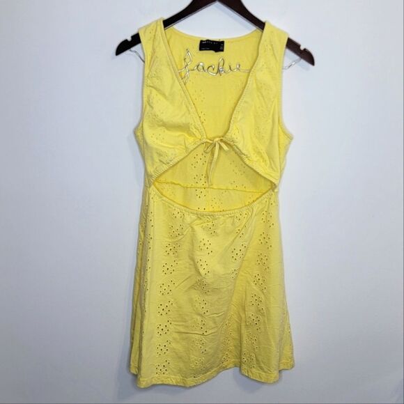 ASOS Dresses & Skirts - Asos Design Yellow Tie Front Cutout Dress Size 8 Tall